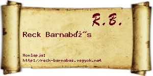 Reck Barnabás névjegykártya